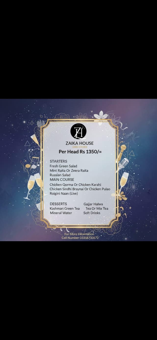 Menu for 100 Person